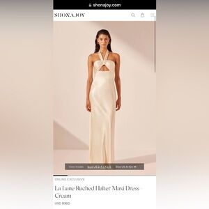 Shona Joy La Lune Ruched Halter Maxi Dress-Cream-Size US 2-4/XS-S - NWT